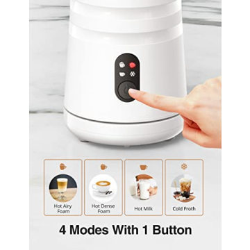 Milk Frother, RATRSO Electric Milk Steamer Soft Foam Maker with Two Whisks for Frothing and Heating Milk, 4 IN 1 Multifunction for Hot & Cold Froth, Automatic off & Easy Cleaning,Silent Operation