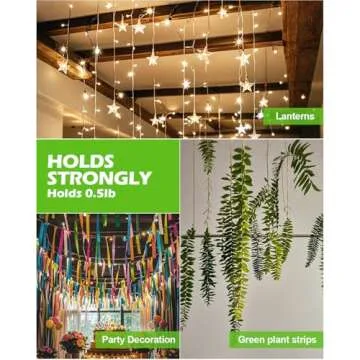 Adhesive Ceiling Hooks for Hanging Decor：20 Pack No Drill Small Drop Ceiling Hanger Strips for Decorations - Clear Decorative Ceiling Clips for Classroom Bedroom Room Party Halloween Christmas