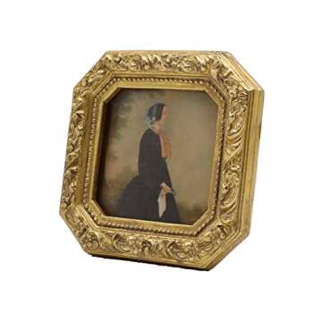 YULINK 3x3 Small Vintage Picture Frame, Mini Antique Ornate Gold Photo Frame, Tiny Retro Octagon frame, for Tabletop and Wall Display, Old Fashioned Photo Gallery Art Decor