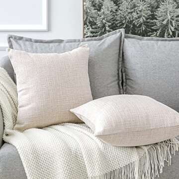 OTOSTAR Linen Throw Pillow Covers Set of 2 Decorative