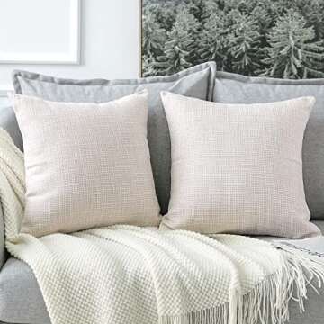 OTOSTAR Linen Throw Pillow Covers Set of 2 Decorative