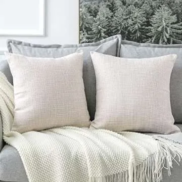 OTOSTAR Linen Throw Pillow Covers Set of 2 Decorative