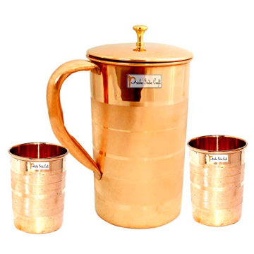 Copper Pitcher and Tumblers Set for Drinks