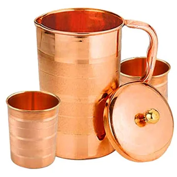 Copper Pitcher and Tumblers Set for Drinks