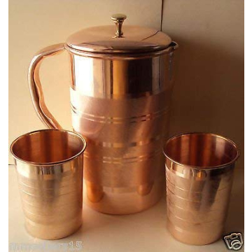 Copper Pitcher and Tumblers Set for Drinks