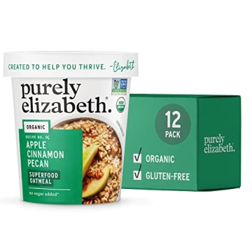 Purely Elizabeth Organic Apple Cinnamon Superfood Oatmeal Cups, Great for Overnight Oats, Gluten-Fre...