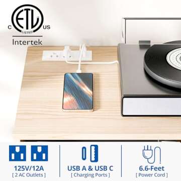 Cozy Castle TV Stand for 48 Inch TV, Mid Century Modern Entertainment Center with Storage Cabinet, TV Media Console with Charging Station for Living Room, Bedroom, Oak