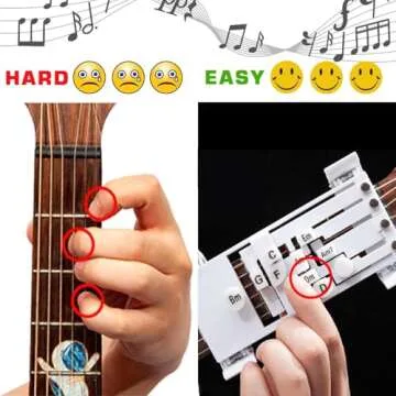 Guitar Chord Presser，Guitar Helper，Guitar Learning Tools，Guitar Chord Trainer，Learning Guitar For Beginners，Guitar For Beginners (White)