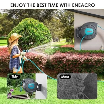 ENEACRO Retractable Garden Hose Reel 120ft with Nozzle