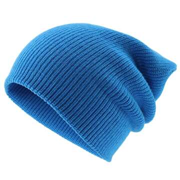 Connectyle Classic Men's Warm Winter Hats Acrylic Knit Cuff Beanie Cap Daily Beanie Hat (Bright Blue)