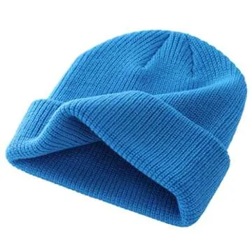 Connectyle Classic Men's Warm Winter Hats Acrylic Knit Cuff Beanie Cap Daily Beanie Hat (Bright Blue)