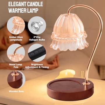 GEEZO Candle Warmer Lamp with Timer & Dimmable Light
