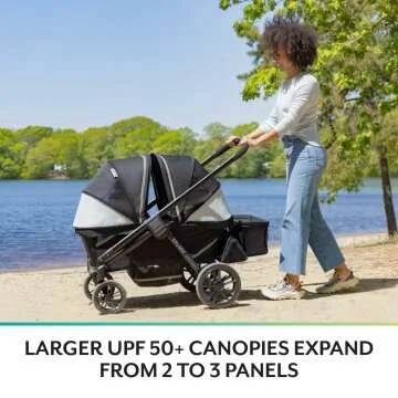Evenflo Pivot Xplore Dreamz All-Terrain Stroller Wagon with Bassinet Insert (Jetsetter Black)