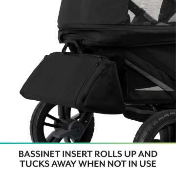 Evenflo Pivot Xplore Dreamz All-Terrain Stroller Wagon with Bassinet Insert (Jetsetter Black)