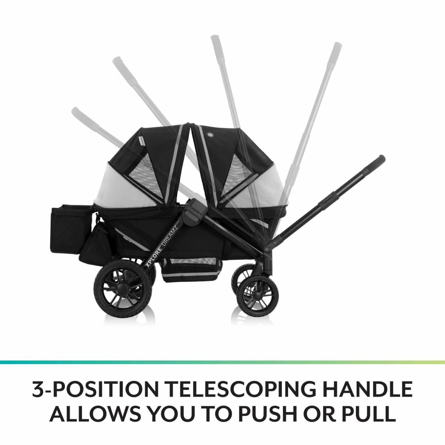 Evenflo Pivot Xplore Dreamz All-Terrain Stroller Wagon with Bassinet Insert (Jetsetter Black)