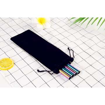 Mokpi Extra Wide Rainbow Metal Straws with Pouch