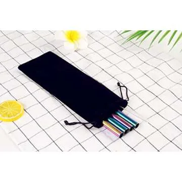 Mokpi Extra Wide Rainbow Metal Straws with Pouch