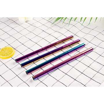 Mokpi Extra Wide Rainbow Metal Straws with Pouch