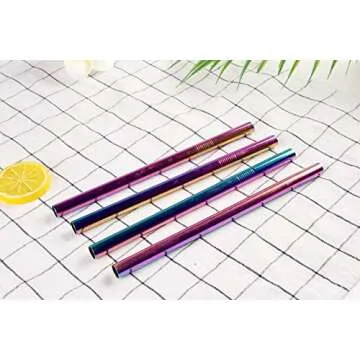 Mokpi Extra Wide Rainbow Metal Straws with Pouch