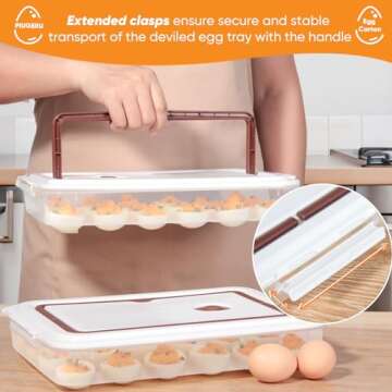 PIUGERU Deviled Egg Containers: Stackable & Portable - Set of 2, 48 Eggs