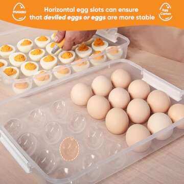 PIUGERU Deviled Egg Containers - Set of 2 Portable Trays