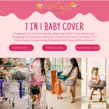Shopping Cart Cover for Babies- Baby High Chair Cover Restaurant- Shopping Cart Covers for Baby Girl- Grocery Cart Cover for Baby- 7 in 1 Fold & Carry Compact Baby Shopping Cart Cover w/Phone Pocket