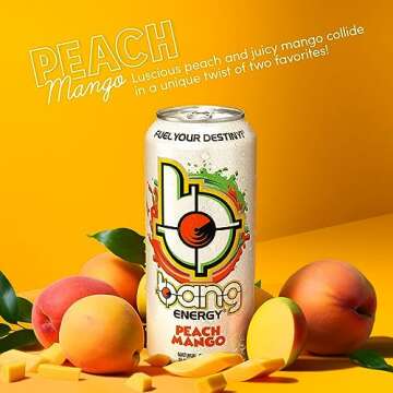 Bang Energy Peach Mango Sugar-Free Energy Drink - 16-Ounce (Pack of 12)