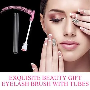 Dming 20 Pieces Disposable Mascara Brushes Eyelash Brush Lash Wand Diamond Mascara Wands with Tube Makeup Tool Lash Spoolies Sanitary Brushes Lash Extension Supplies (tube scale l pink 20)
