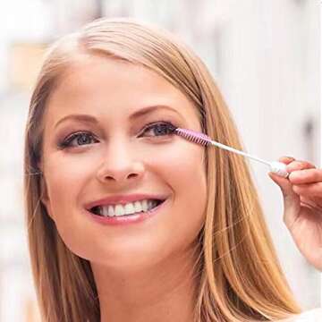 Dming 20 Pieces Disposable Mascara Brushes Eyelash Brush Lash Wand Diamond Mascara Wands with Tube Makeup Tool Lash Spoolies Sanitary Brushes Lash Extension Supplies (tube scale l pink 20)