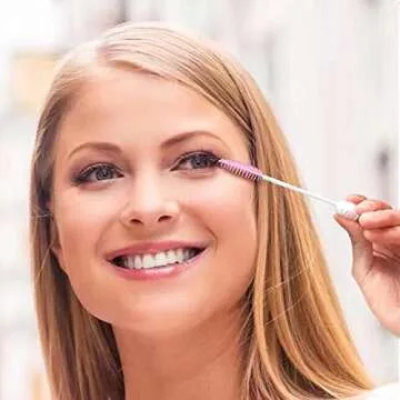 Dming 20 Pieces Disposable Mascara Brushes Eyelash Brush Lash Wand Diamond Mascara Wands with Tube Makeup Tool Lash Spoolies Sanitary Brushes Lash Extension Supplies (tube scale l pink 20)