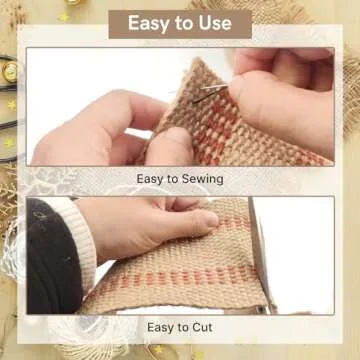 AMGSH 3.5" Craft Jute Webbing Tape | 10 Yards Roll Natural Burlap with Red Stitching for Upholstery, Crafts, Chairs