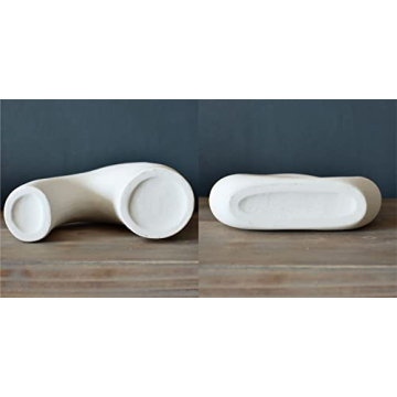 Set of 2 Minimalist Donut Vases - White Ceramic