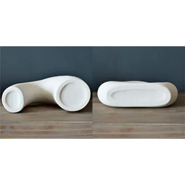 Set of 2 Minimalist Donut Vases - White Ceramic