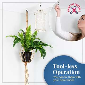 G GROCERS USA Vinyl Coated Ceiling Hooks - Multipurpose 2 Inches Hook and 0.9 Inches Screw for Hanging Plants, Cups, Utensils, Lights and Stuff (Black - 10 Pack, 2.9 inches)