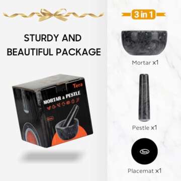 Tera Marble Mortar and Pestle Set for Cooking Enthusiasts