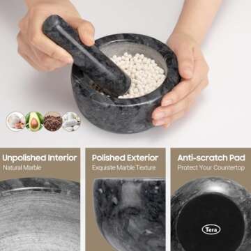 Tera Marble Mortar and Pestle Set for Cooking Enthusiasts