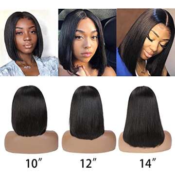 12Inch Brazilian Virgin Hair Bob Wig for Women