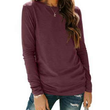 AUTOMET Women's Long Sleeve Round Neck Shirts - Versatile and Stylish Layering Top