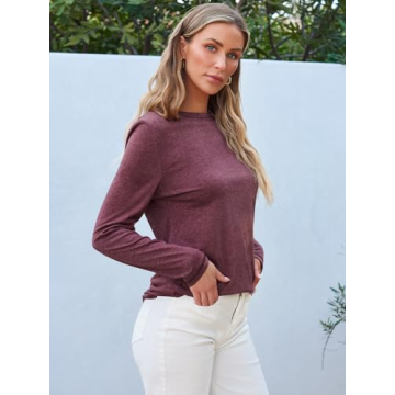 AUTOMET Women's Long Sleeve Comfortable Round Neck Shirt 2025
