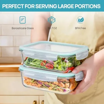Vtopmart Large Glass Storage Containers Set - Leakproof & Versatile
