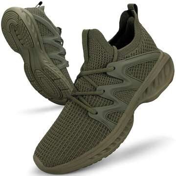 Pujcs Men's Slip on Running Shoes Running Comfortable Tennis Shoes Lightweight Athletic Gym Workout ...