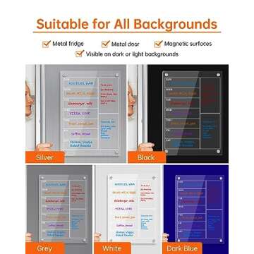 Organize Your Week with our Acrylic Magnetic Weekly Planner - Clear Dry Erase Board for Fridge, includes 6 Colorful Markers - Perfect for Meal Planning, to-Do Lists, and More! 13x9" (Classic White)