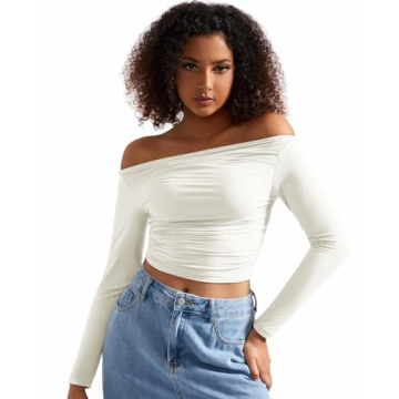 SUUKSESS Women Off Shoulder Crop Top for Trendy Style