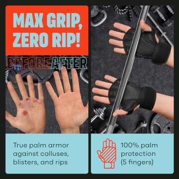 MAVA Open Gym Gloves for Men & Women; Padded Weight Lifting Gloves with Wrist Support for Comfort, P...