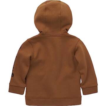 Carhartt Boys' Long-Sleeve Half-Zip Hooded Sweatshirt, Brown, 4T