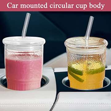 CAYOREPO 2 Packs 20 oz Glass Cups with Lids and Straws, Glass Coffee Tumbler, Tumbler Water Glass, Water Bottle, Thick Wall Glass Coffee Mug Iced Tea Cup (Clear (2Pcs 20oz))