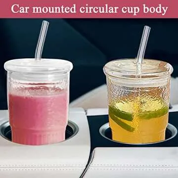CAYOREPO 2 Packs 20 oz Glass Cups with Lids and Straws, Glass Coffee Tumbler, Tumbler Water Glass, Water Bottle, Thick Wall Glass Coffee Mug Iced Tea Cup (Clear (2Pcs 20oz))