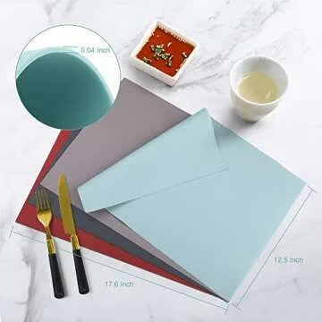 IYYI Silicone Placemats, Placemats for Kids, Placemats Set of 4 Waterproof Heat Resistant Non-Slip Placemats for Dining Table, Easy to Clean (Light Blue)