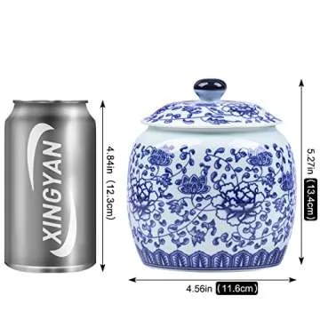 Traditional Chinoiserie Round Ginger Jars Blue and White Porcelain Series Ceramic Storage Jars with ...