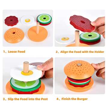 Wooden Burger Sandwich Stacking Toys for Kids Development